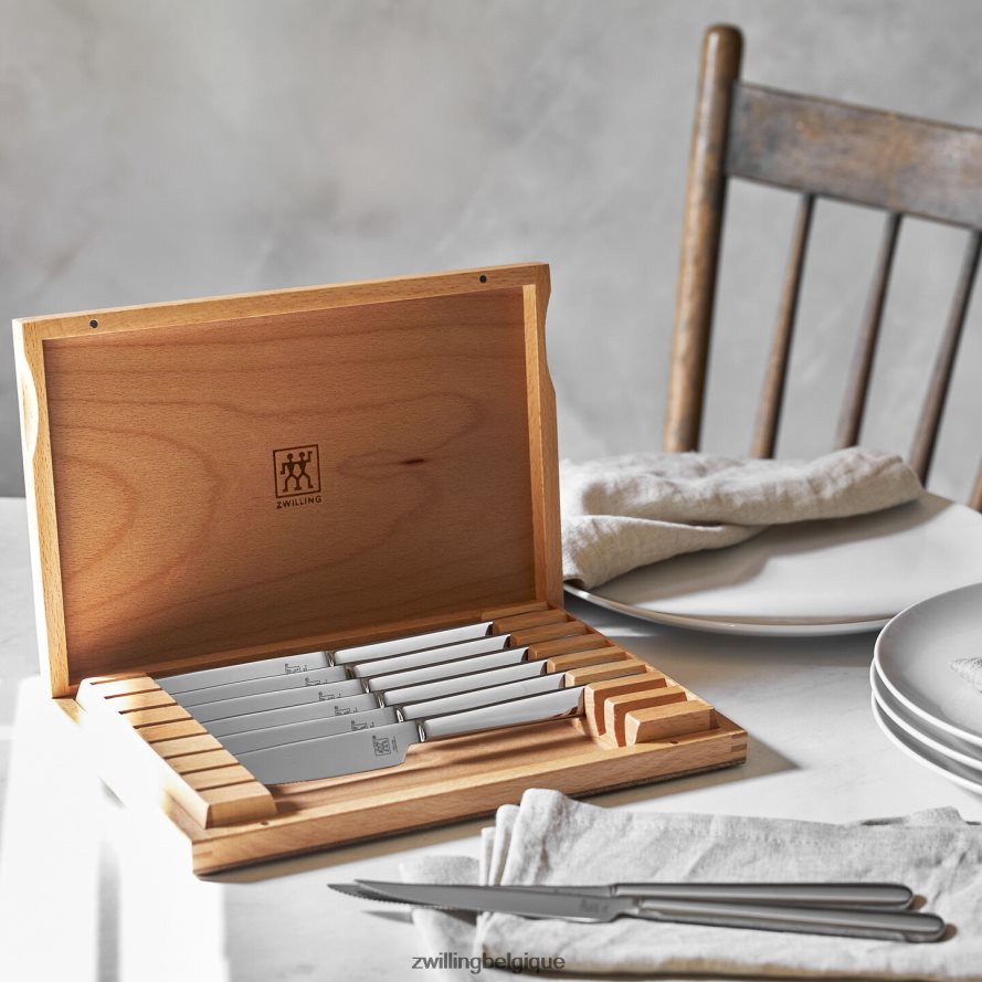 Zwilling Ensembles à steak Ensemble de 8 couteaux à steak en acier inoxydable avec coffret de présentation en bois coutellerie 206XHX52