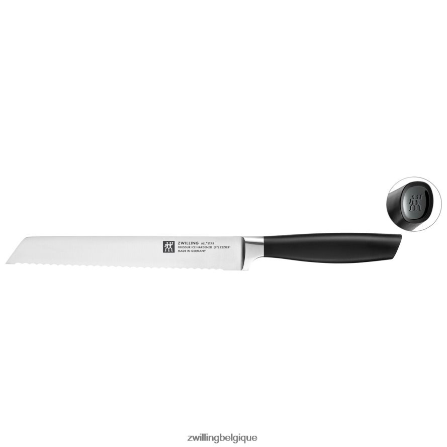 Zwilling all * star 8 pouces, couteau à pain, noir mat coutellerie 206XHX340