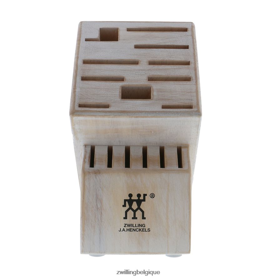 Zwilling bois d\'hévéa de stockage, bois d\'hévéa, bloc de couteaux blanc rustique double vide coutellerie 206XHX332