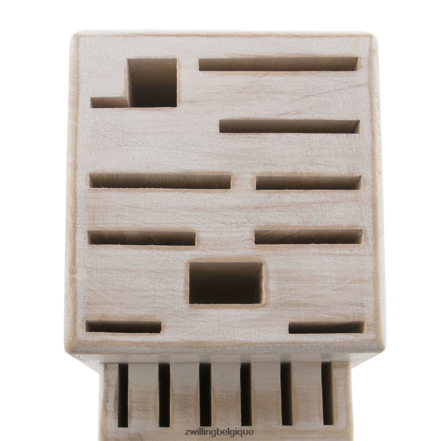 Zwilling bois d\'hévéa de stockage, bois d\'hévéa, bloc de couteaux blanc rustique double vide coutellerie 206XHX332