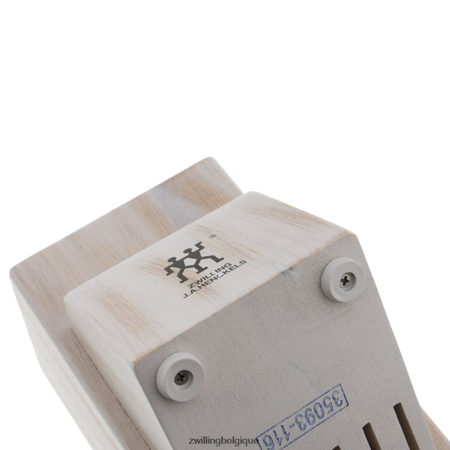 Zwilling bois d\'hévéa de stockage, bois d\'hévéa, bloc de couteaux blanc rustique double vide coutellerie 206XHX332