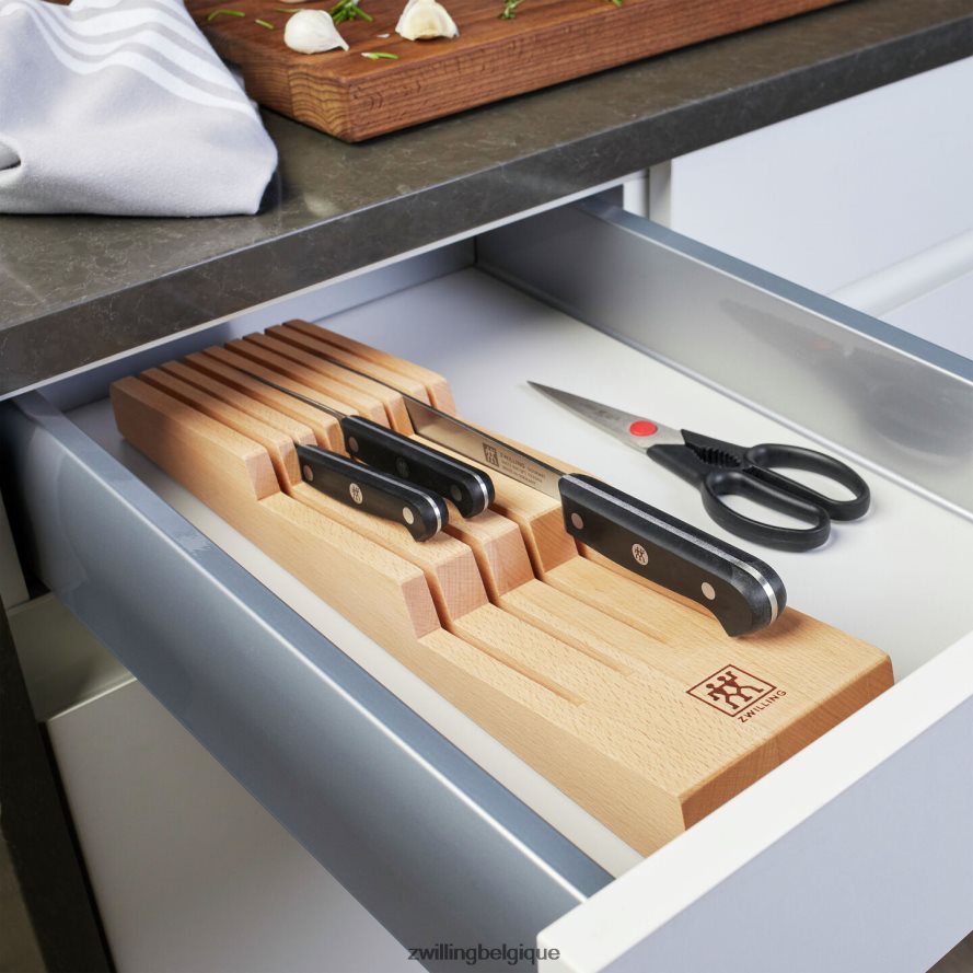 Zwilling bois de hêtre de rangement, organisateur de couteaux dans le tiroir coutellerie 206XHX139