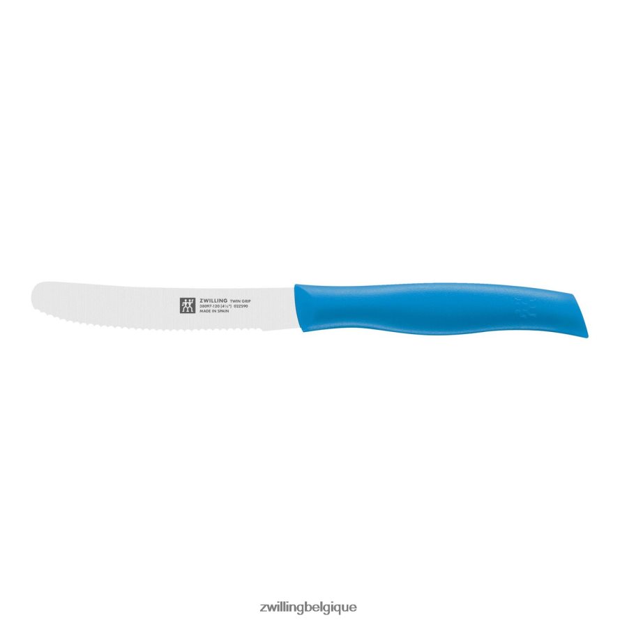 Zwilling Couteau utilitaire à double poignée de 4,5 pouces, bleu, bord dentelé coutellerie 206XHX183