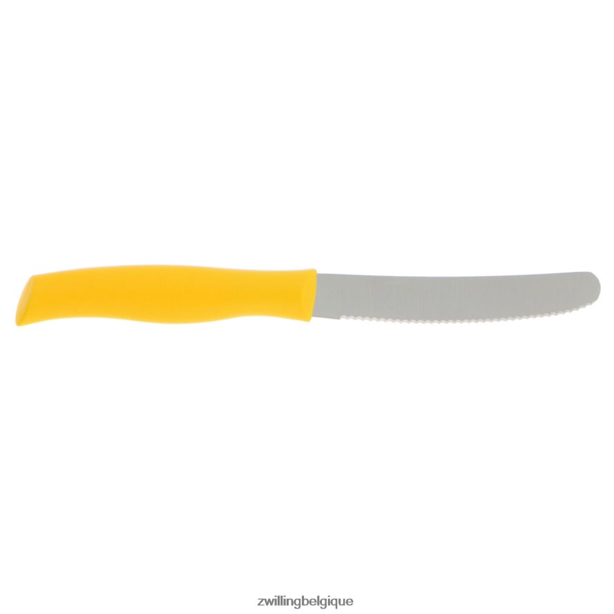 Zwilling Couteau utilitaire double poignée de 4,5 pouces jaune, bord dentelé coutellerie 206XHX186