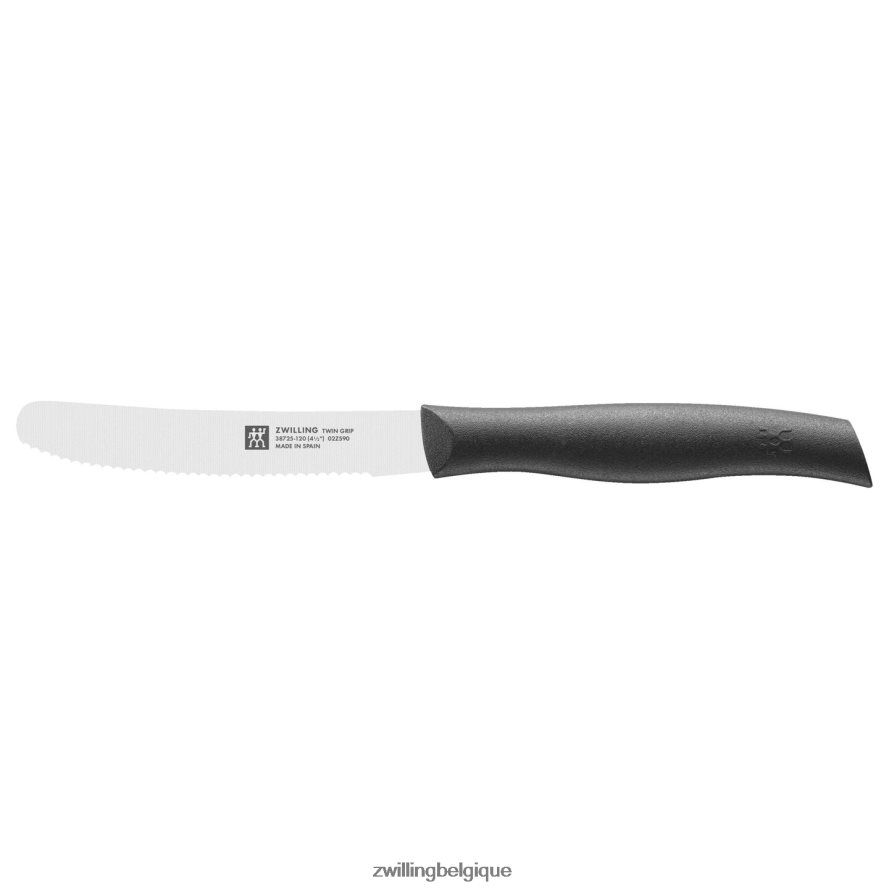 Zwilling Couteau utilitaire double poignée de 4,5 pouces noir, bord dentelé coutellerie 206XHX182