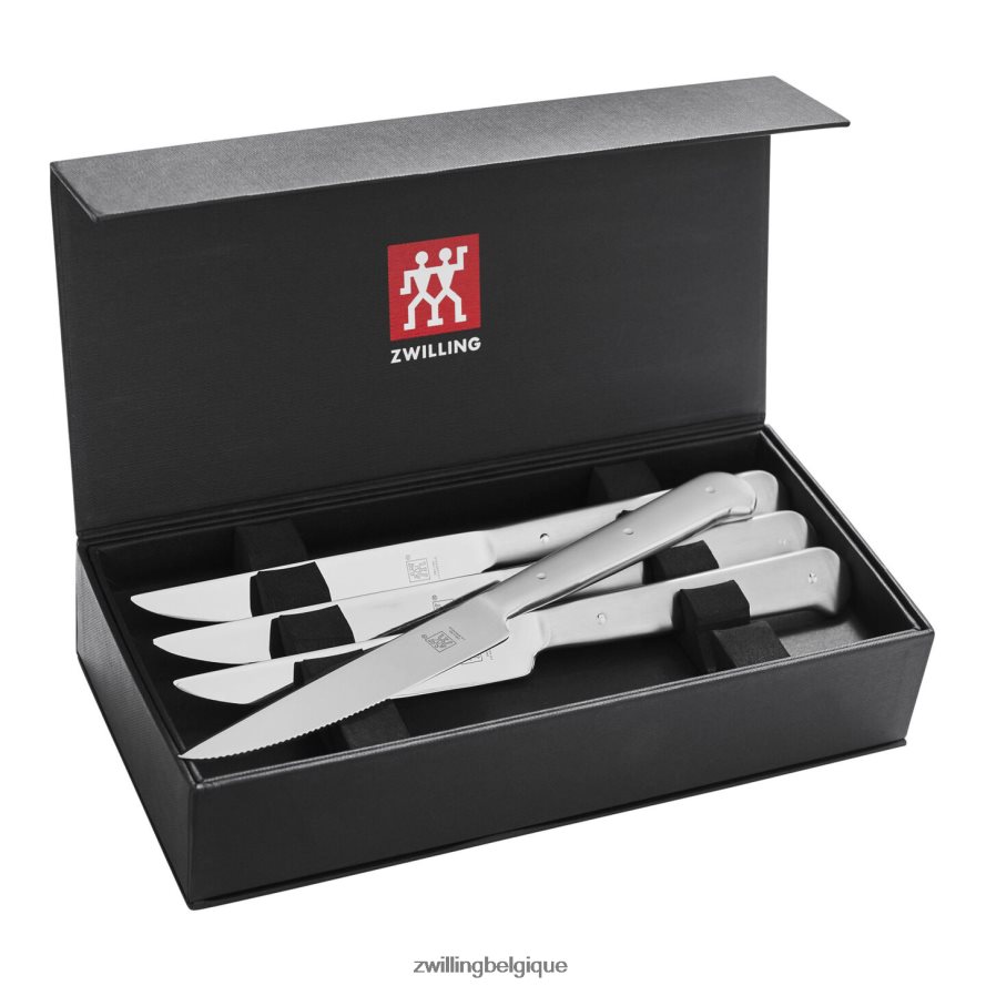Zwilling Ensembles à steak Ensemble de 8 couteaux à steak Porterhouse en acier inoxydable dans une boîte de présentation noire coutellerie 206XHX9