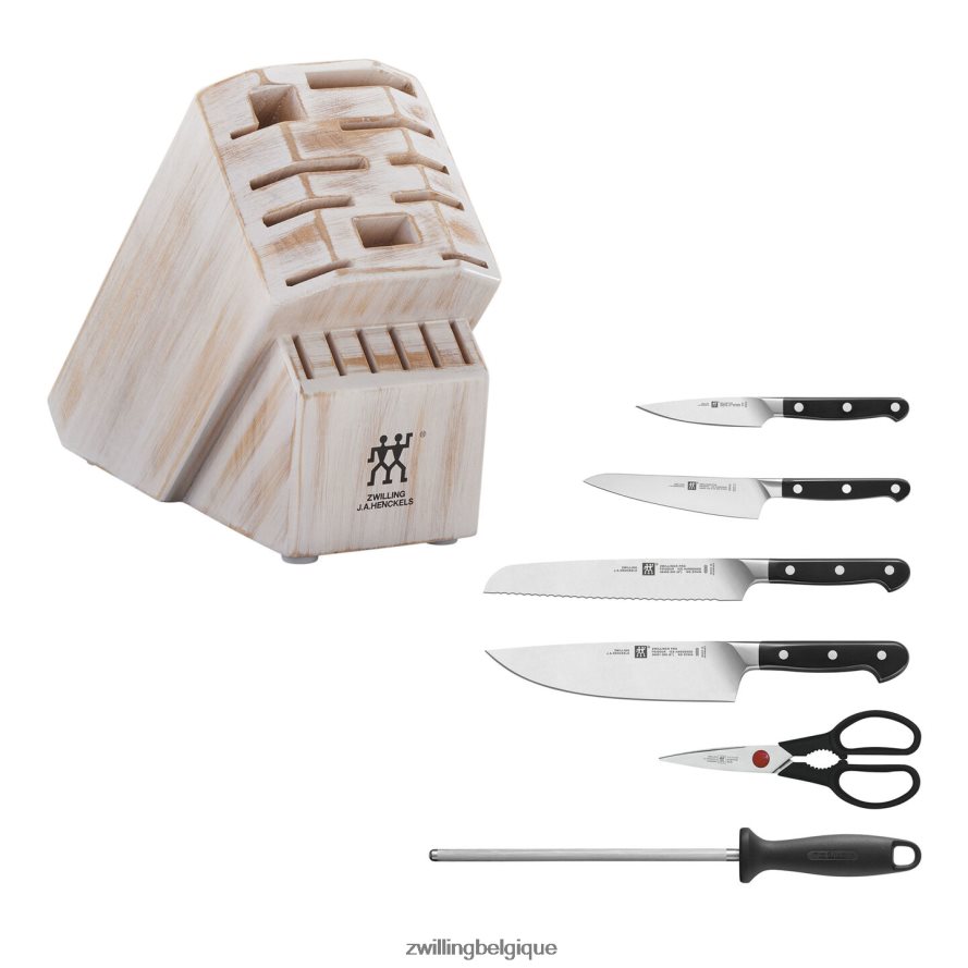 Zwilling pro 7 pièces, ensemble de blocs à couteaux, blanc rustique coutellerie 206XHX102
