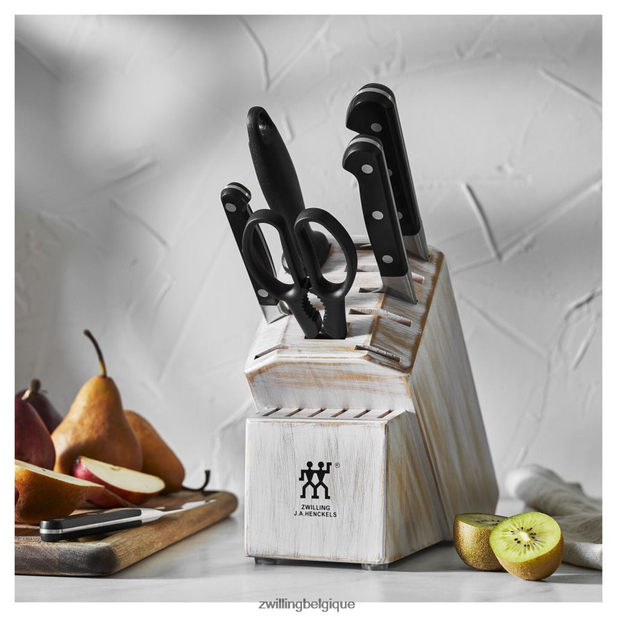 Zwilling pro 7 pièces, ensemble de blocs à couteaux, blanc rustique coutellerie 206XHX102