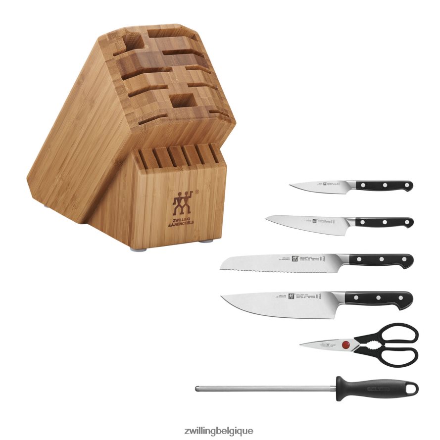 Zwilling pro 7 pièces, jeu de blocs à couteaux, bambou coutellerie 206XHX100