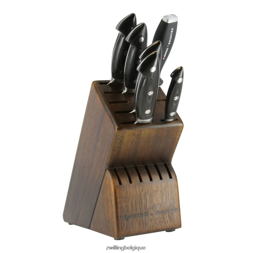 Zwilling Kramer - collection euroline inox damas 7 pièces, ensemble de blocs à couteaux, marron coutellerie 206XHX200