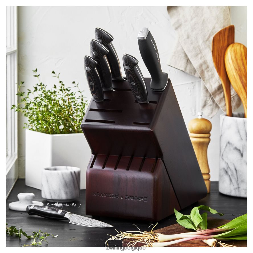 Zwilling Kramer - collection euroline inox damas 7 pièces, ensemble de blocs à couteaux, marron coutellerie 206XHX200