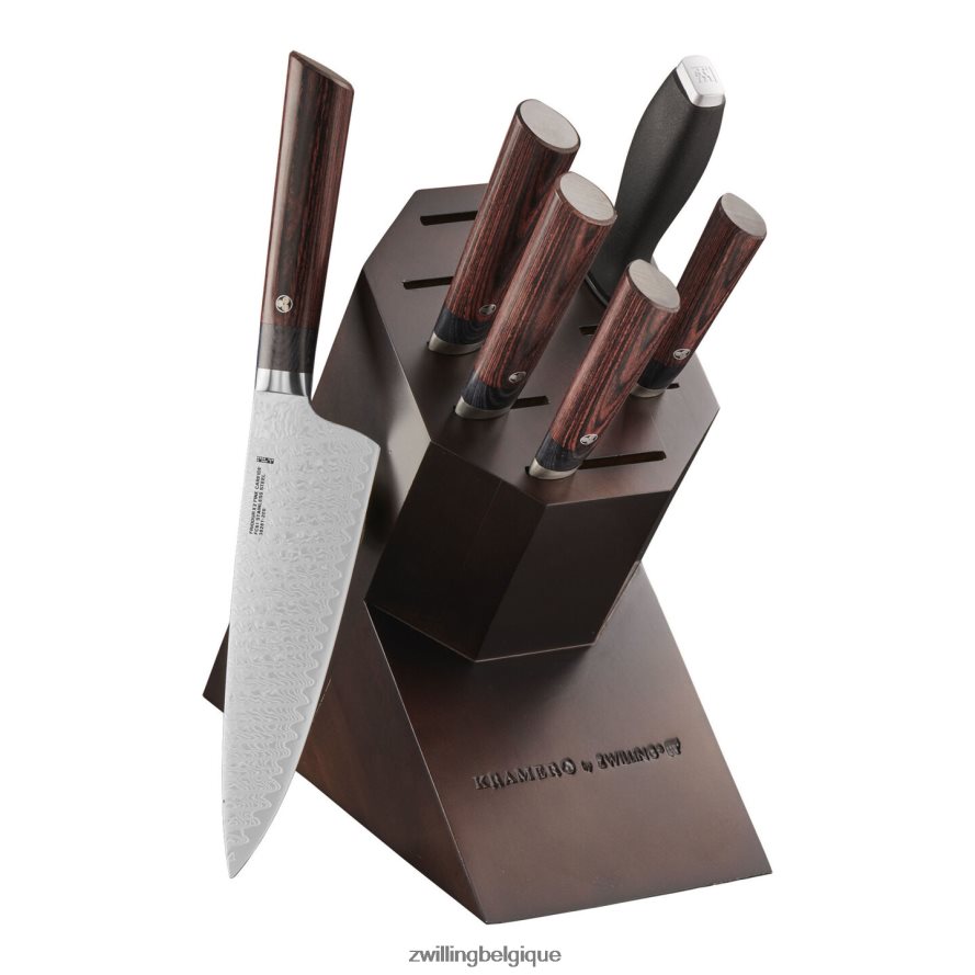 Zwilling bob Kramer - Meiji 7 pièces, ensemble de blocs à couteaux, marron coutellerie 206XHX187