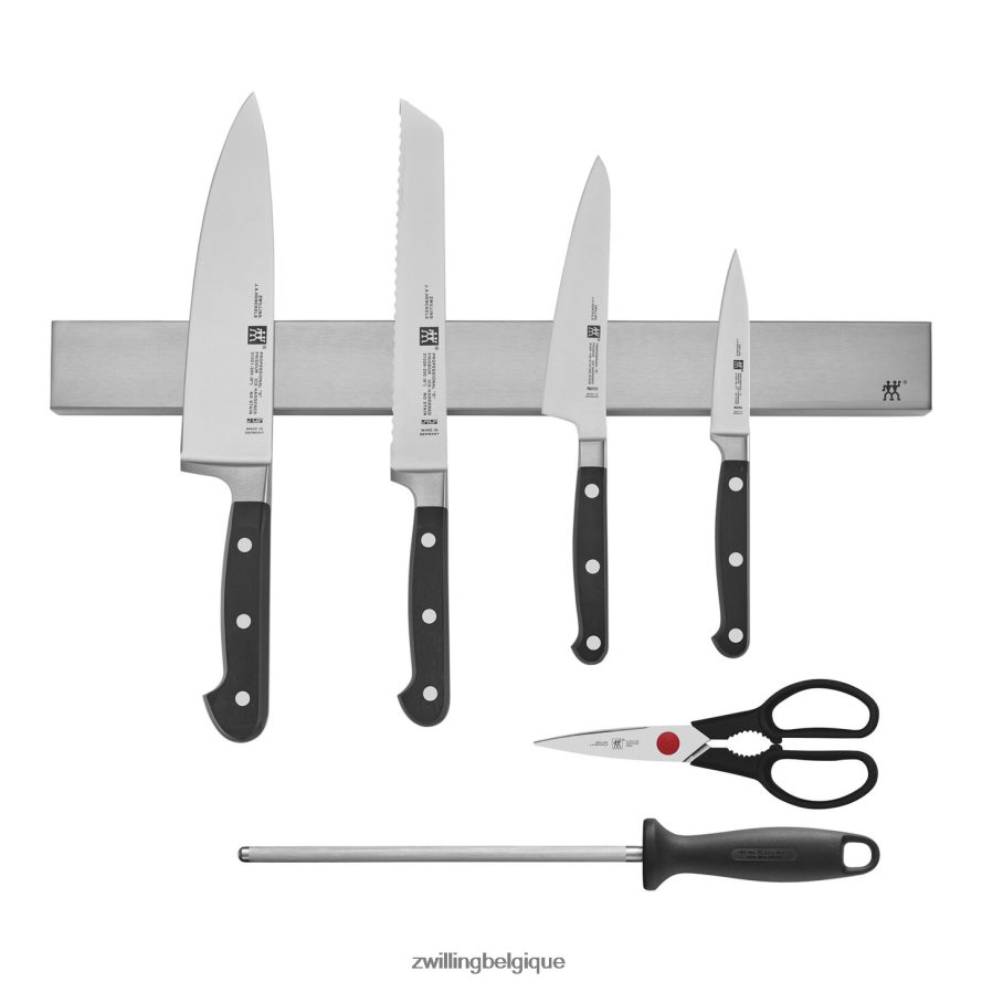 Zwilling ensemble professionnel de 7 pièces avec barre à couteaux magnétique en acier inoxydable de 17,5" coutellerie 206XHX275