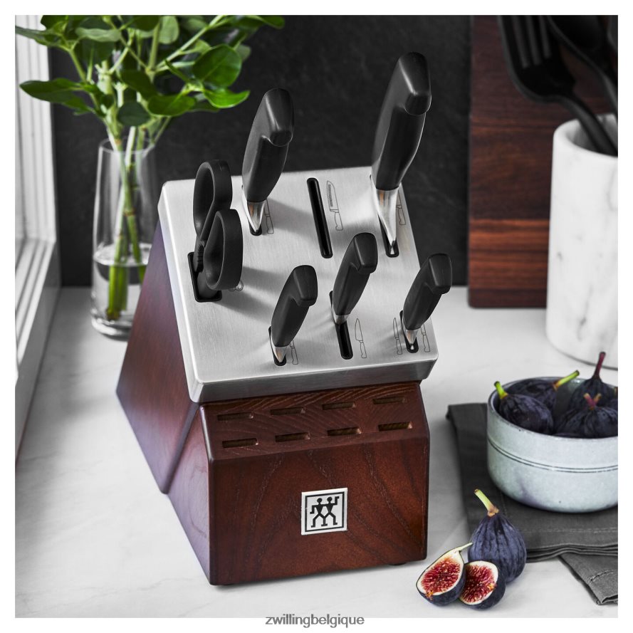 Zwilling ensemble de blocs de couteaux auto-affûtants quatre étoiles, 7 pièces, argent-noir coutellerie 206XHX8