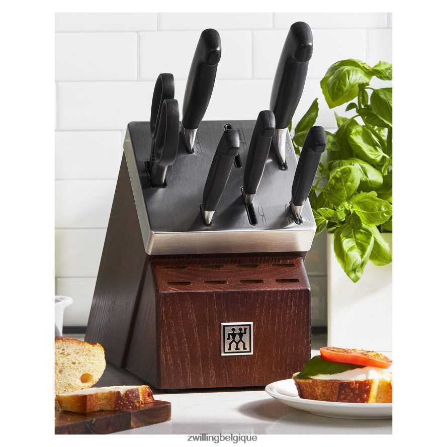 Zwilling ensemble de blocs de couteaux auto-affûtants quatre étoiles, 7 pièces, argent-noir coutellerie 206XHX8