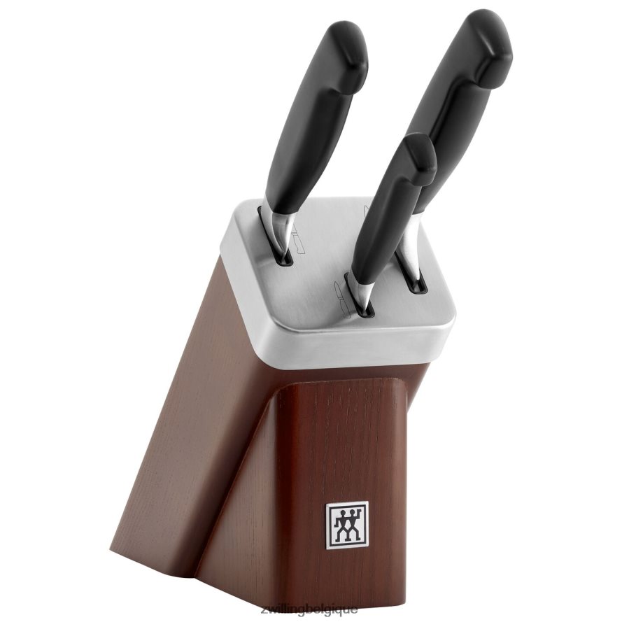 Zwilling four star 4 pièces, set de couteaux avec bloc auto-affûtant, marron coutellerie 206XHX127