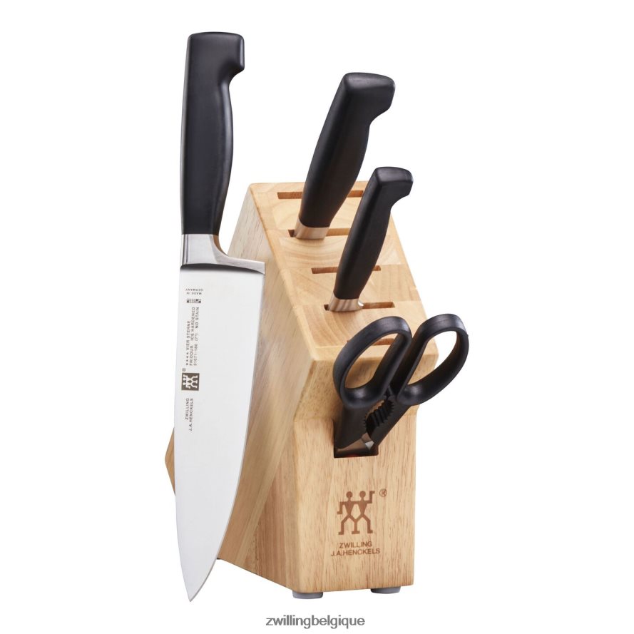 Zwilling quatre étoiles 6 pièces, ensemble de blocs de studio, naturel coutellerie 206XHX399