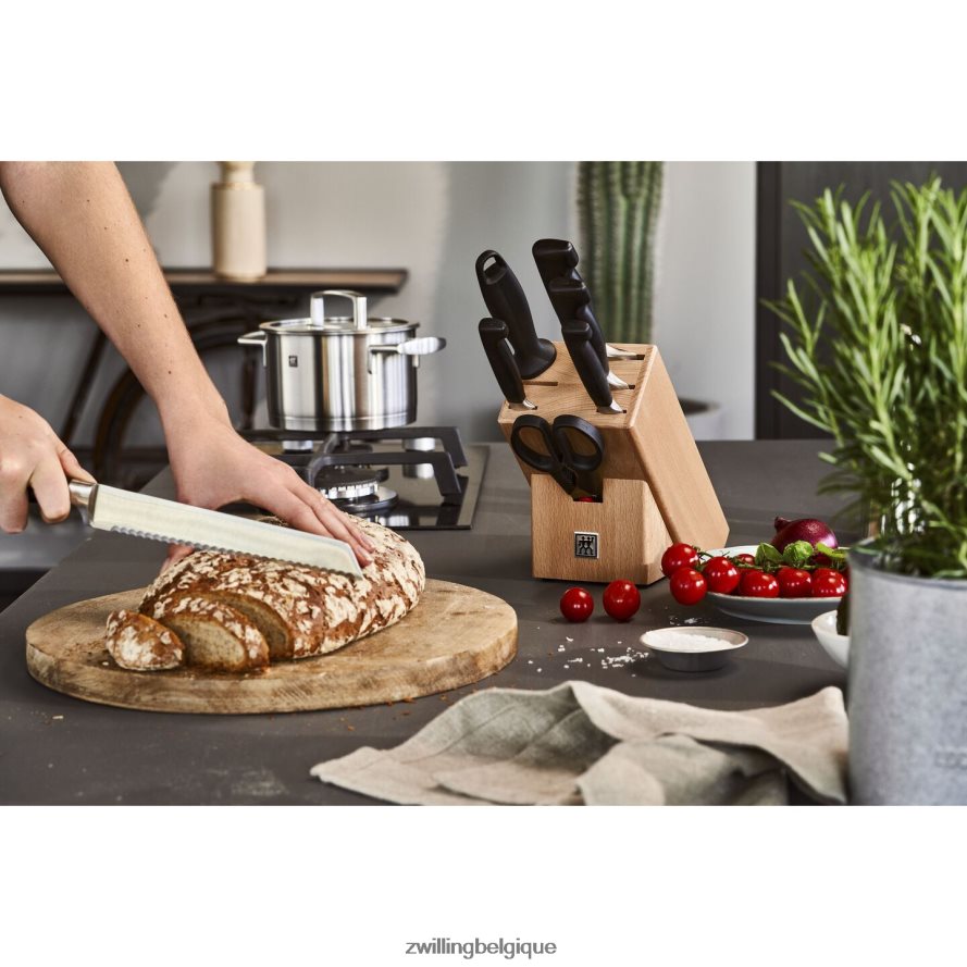 Zwilling quatre étoiles 8 pièces, ensemble de blocs de couteaux, naturel coutellerie 206XHX2