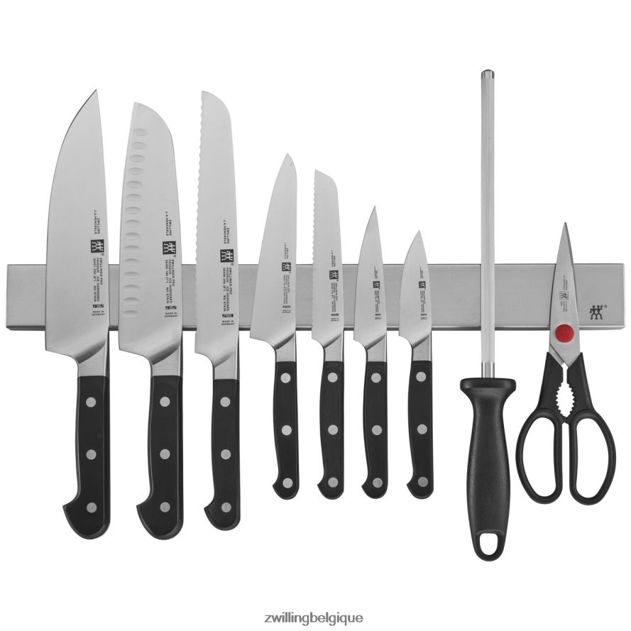 Zwilling pro 10 pièces, ensemble avec barre à couteaux magnétique en acier inoxydable de 17,5" coutellerie 206XHX396