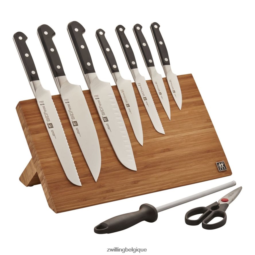 Zwilling pro 10 pièces, ensemble avec bloc de chevalet magnétique en bambou coutellerie 206XHX390