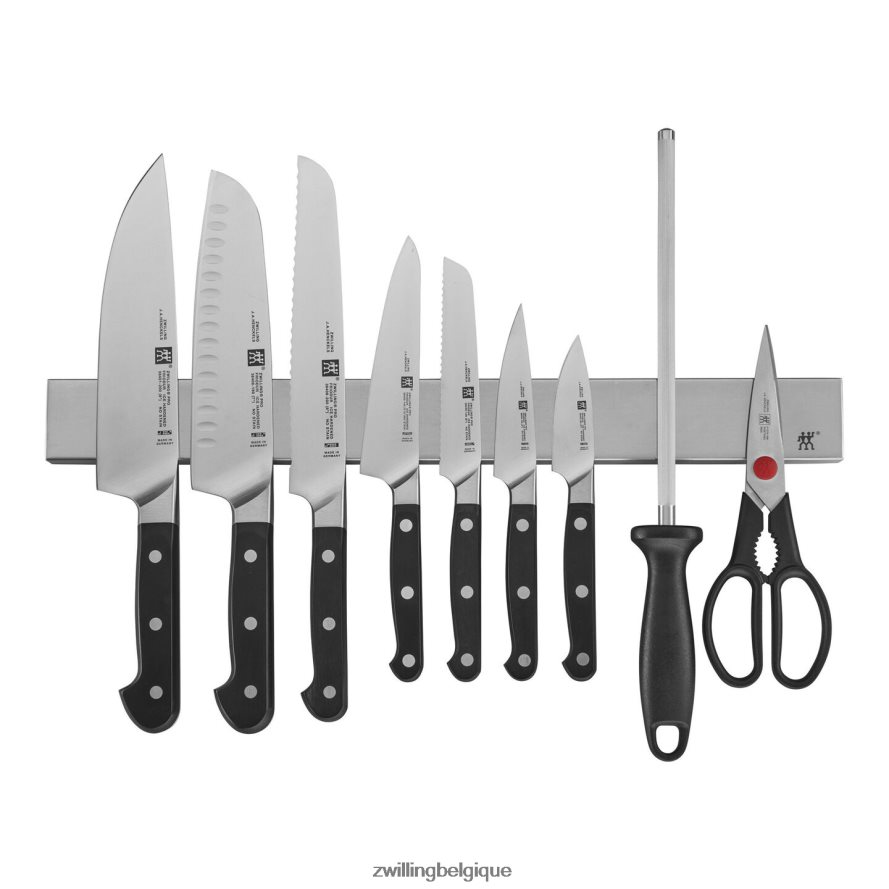 Zwilling pro 10 pièces, ensemble de blocs avec barre à couteaux magnétique en acier inoxydable de 17,5" coutellerie 206XHX262