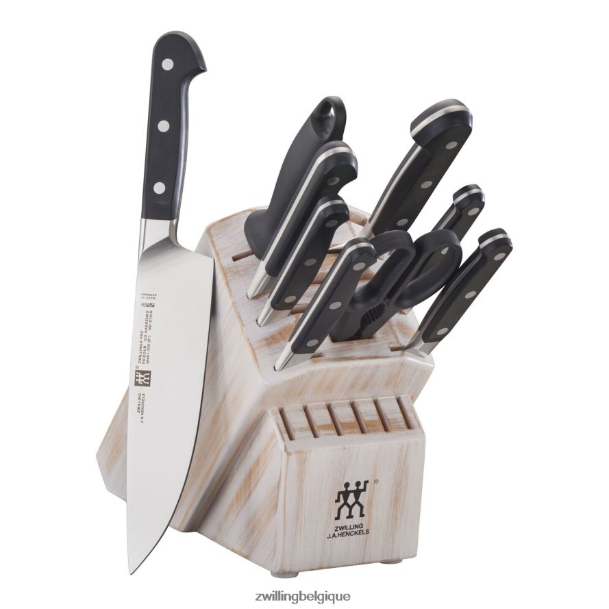 Zwilling pro 10 pièces, ensemble de blocs à couteaux, blanc rustique coutellerie 206XHX43