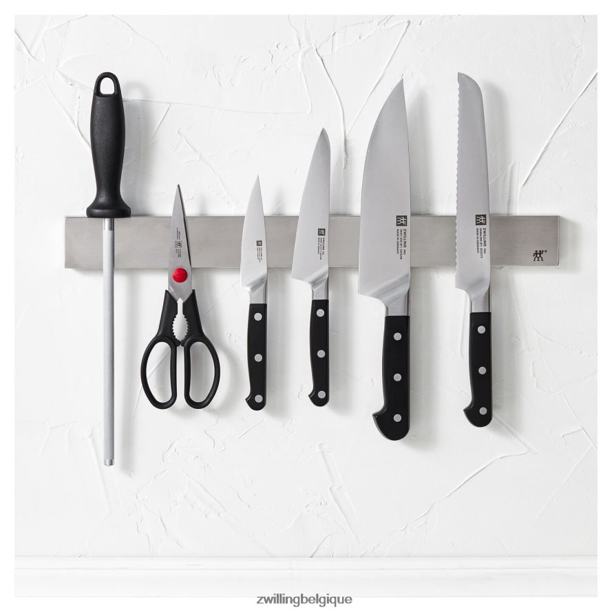 Zwilling pro 7 pièces, ensemble avec barre de couteaux magnétique en acier inoxydable de 17,5\" coutellerie 206XHX40