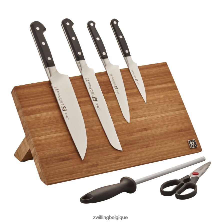 Zwilling pro 7 pièces, ensemble avec bloc de chevalet magnétique en bambou, bambou coutellerie 206XHX406