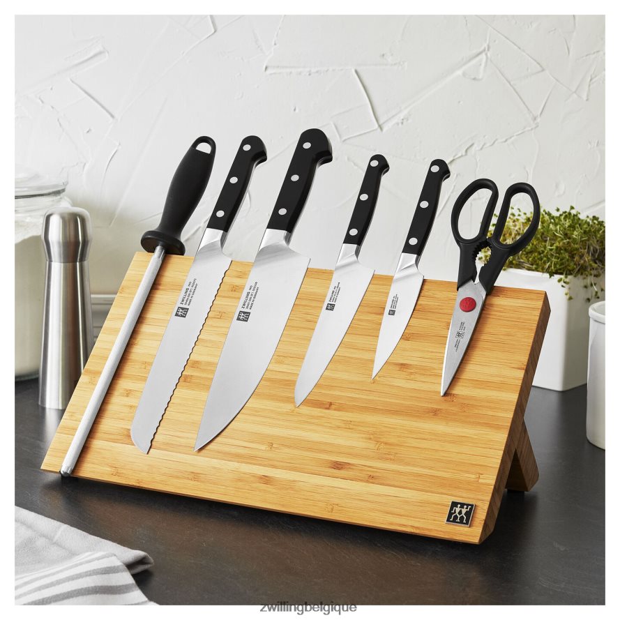 Zwilling pro 7 pièces, ensemble avec bloc de chevalet magnétique en bambou, bambou coutellerie 206XHX406