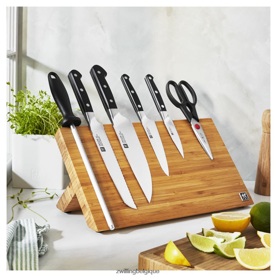 Zwilling pro 7 pièces, ensemble avec bloc de chevalet magnétique en bambou, bambou coutellerie 206XHX406