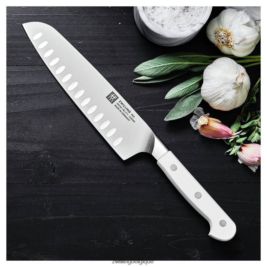 Zwilling pro le blanc couteau santoku mince à bord creux de 7 pouces coutellerie 206XHX212