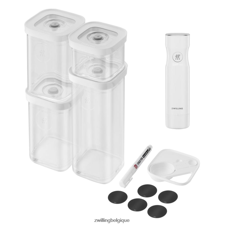 Zwilling set de récipients cubes Fresh & Save avec pompe à vide, petit, 7 pièces, blanc transparent cuisine 206XHX525